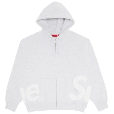 Supreme Big Logo Zip Up Hooded Sweatshirt Ash Grey