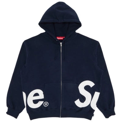 Supreme Big Logo Zip Up Hooded Sweatshirt Navy