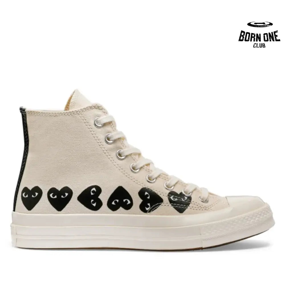 White Converse High Top with Multi Hearts