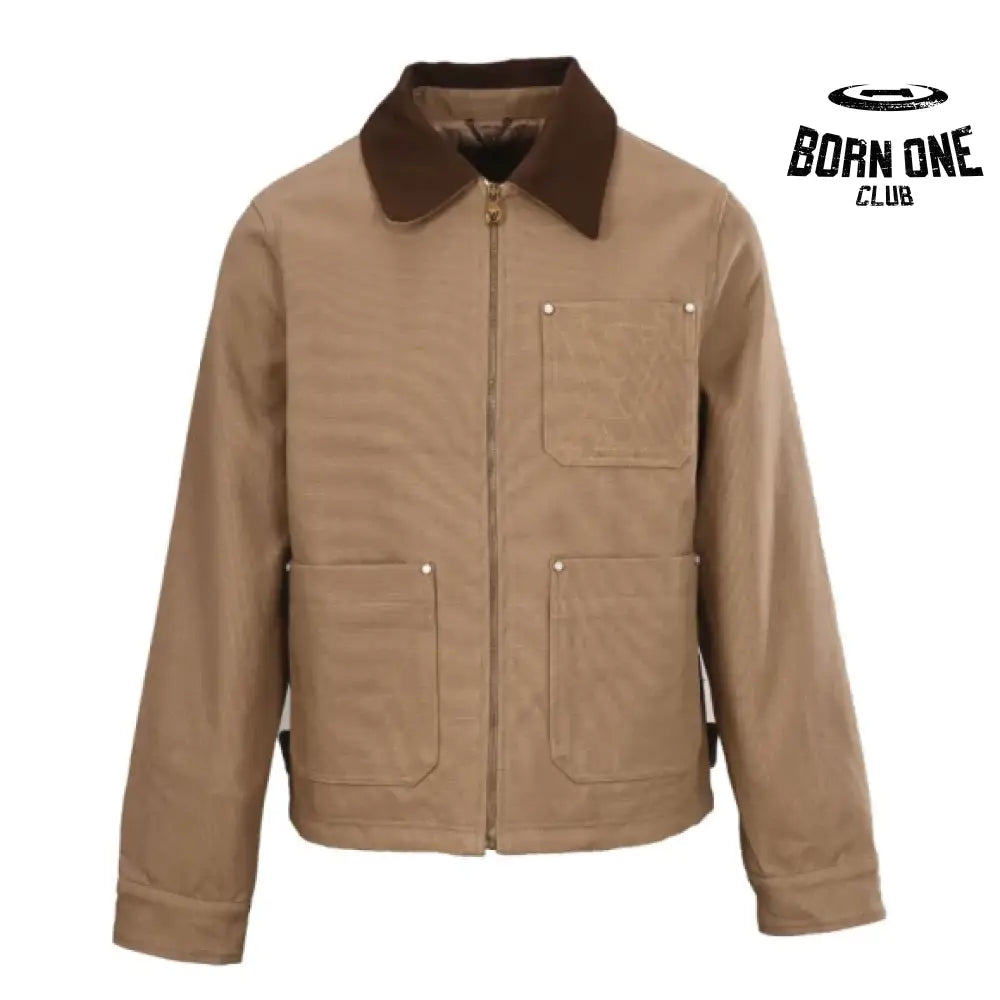 Workwear Cotton Canvas Blouson Jacket in Brown